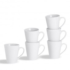 285ml White China Latte Mugs - Pack of Six - By Argon Tableware