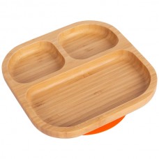 Square Divider Bamboo Suction Plate - By Tiny Dining