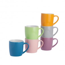 350ml Coloured Coffee Mugs - Pack of Six - By Argon Tableware