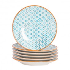 18cm Hand Printed China Side Plates - Pack of Six - By Nicola Spring