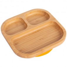 Square Divider Bamboo Suction Plate - By Tiny Dining