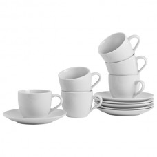 200ml White China Teacups &amp; Saucers - 6 Sets - By Argon Tableware