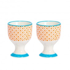 Floral Hand Printed China Egg Cups - Pack of Two - By Nicola Spring