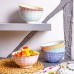 16cm Hand Printed China Cereal Bowls - Pack of Six - By Nicola Spring