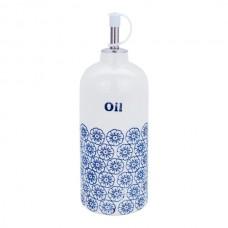 500ml Hand Printed Porcelain Olive Oil Bottle with Pourer - By Nicola Spring