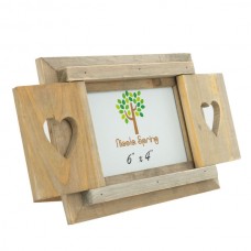 6&quot; x 4&quot; Wooden Hearts Shutter Photo Frame - By Nicola Spring