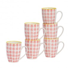 360ml Hand Printed China Coffee Mugs - Pack of Six - By Nicola Spring