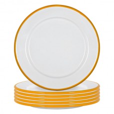 20cm White Enamel Side Plates - Pack of Six - By Argon Tableware