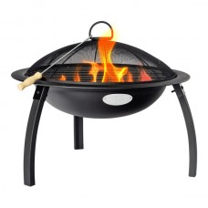 54cm Steel Garden Fire Pit with Grill &amp; Spark Guard - By Harbour Housewares