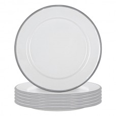 20cm White Enamel Side Plates - Pack of Six - By Argon Tableware