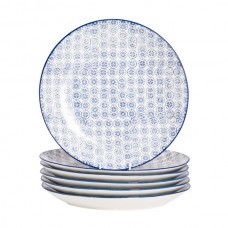 25.5cm Hand Printed China Dinner Plates - Pack of Six - By Nicola Spring