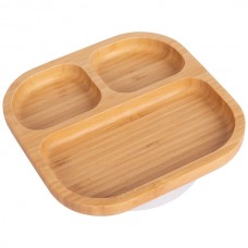 Square Divider Bamboo Suction Plate - By Tiny Dining