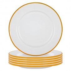 25.5cm White Enamel Dinner Plates - Pack of Six - By Argon Tableware