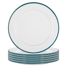 20cm White Enamel Side Plates - Pack of Six - By Argon Tableware