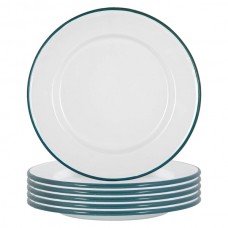 25.5cm White Enamel Dinner Plates - Pack of Six - By Argon Tableware