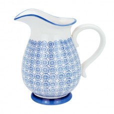 2.2L Navy Hand Printed China Water Jug - By Nicola Spring