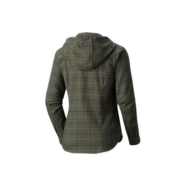 Women Mountain Hardwear Acadia Stretch™ Hooded Long Sleeve Shirt Stone Green Outlet Online
